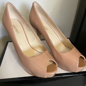 Nine West open-toe blush/nude pumps